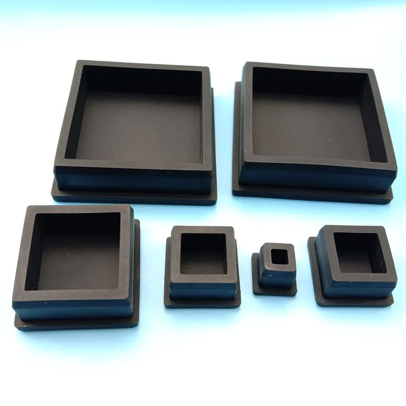 Square Silicone Chair Leg Caps Non-Slip Table Foot Dust Cover Silicone Rubber Square Stopper  9.6mm*9.6mm Flat End Inserted Tube