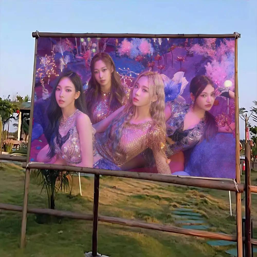 Kpop Group A-Aespa Colorful Flag Wall Hanging Bohemian Wall Banner Mandala Indoor Art Decor