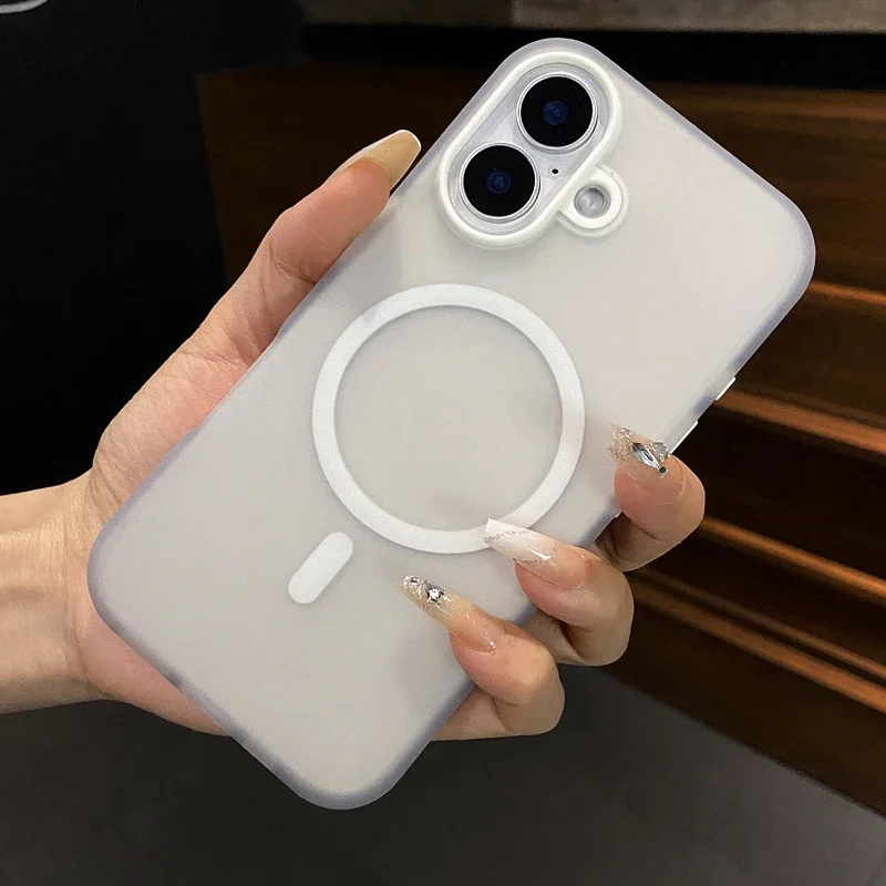iPhone 11 12 13 14 15 16 Pro Max Plus 소프트 실리콘 마그네틱 범퍼 얇은 커버 용 Magsafe 매트 케이스 용 고급 반투명