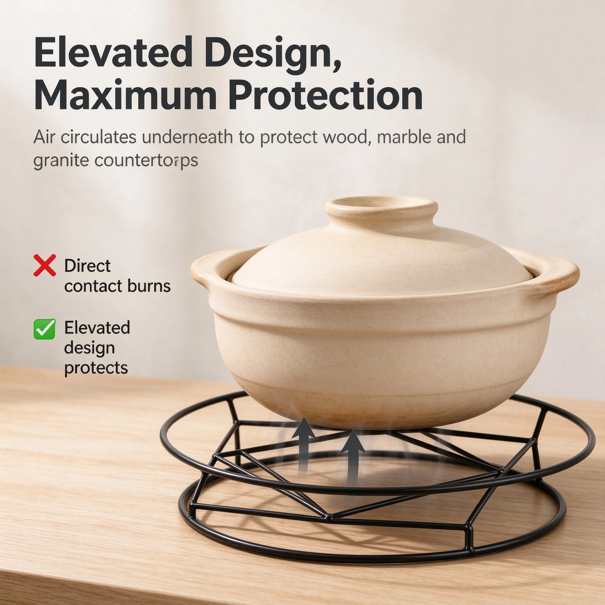 Heat-Resistant Kitchen Utensils Mat Pot Riser Burn-Proof Shelf Cooking Accessory