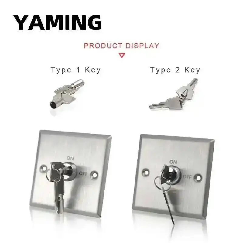 

Access Control Switch Panel Mounted Stainless Steel Metal Key Rotary Selector Emergency Door 86mm Type Exit Button