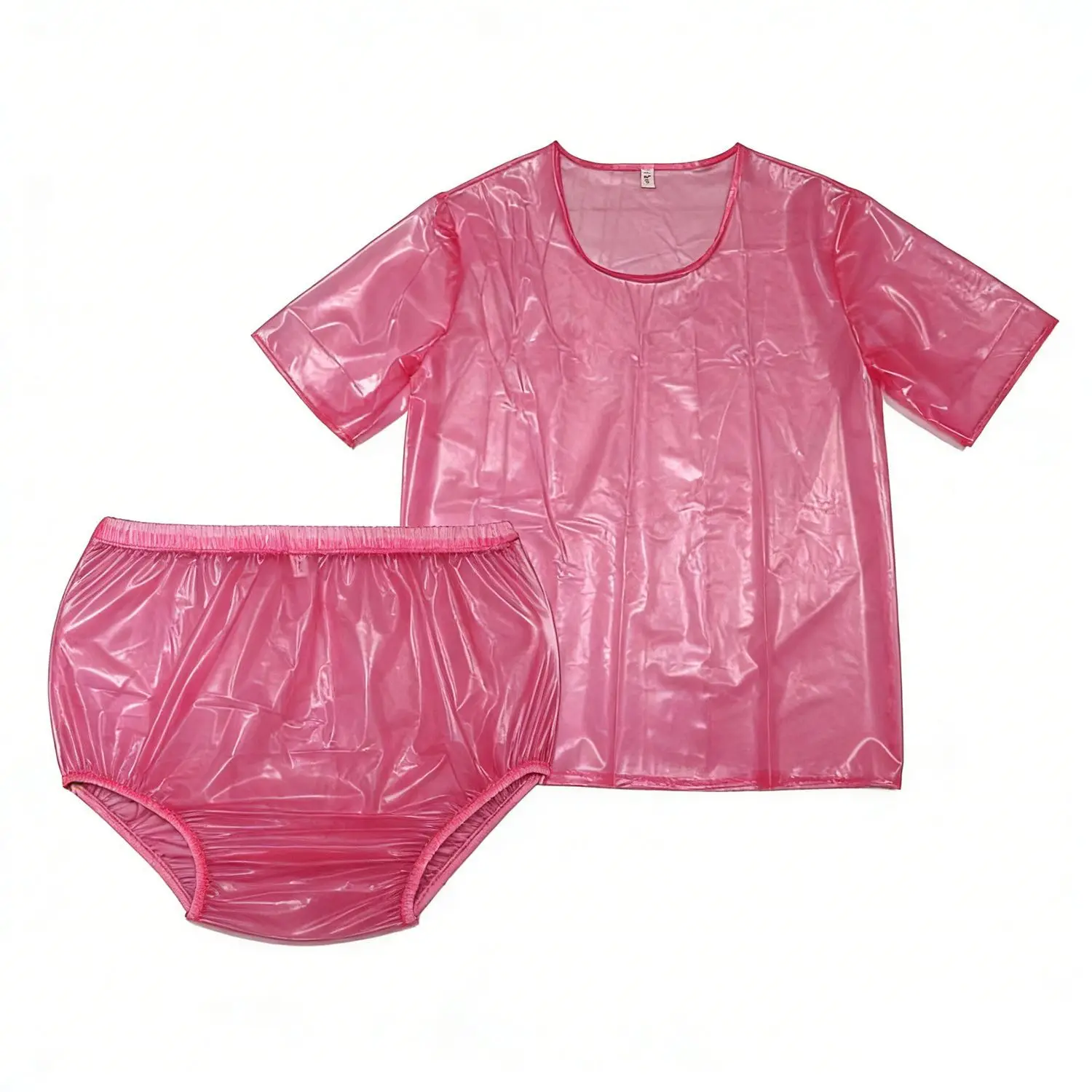 Sedefli Pembe Plastik Pijama Tpu Kısa Kollu Set Şeffaf Parlak Bebekler İçin Ev Giysisi İnternet Ünlüleriyle Aynı