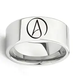 Dropshipping Mens Boys Stainless Steel Ring Atheist Atheism Symbol Fashion Jewelry