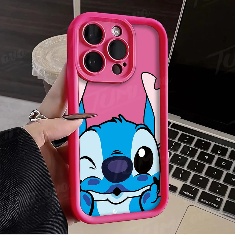 Urocze etui Disney Stitch Angel Printing do iPhone'a 16 15 14 13 12 11 Pro Max X XS X S Max XR SE 2020 7 8 Plus iphone16 Cover