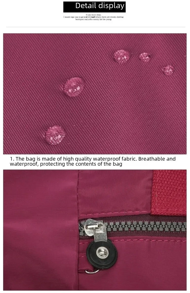 Damentasche, einfarbig, Einkaufstasche, Pendler-Umhängetasche, Freizeit, einfach, Mama, Ausgehen, Tasche, große Kapazität, Nylon-Handtasche, Oxford – Detail 16