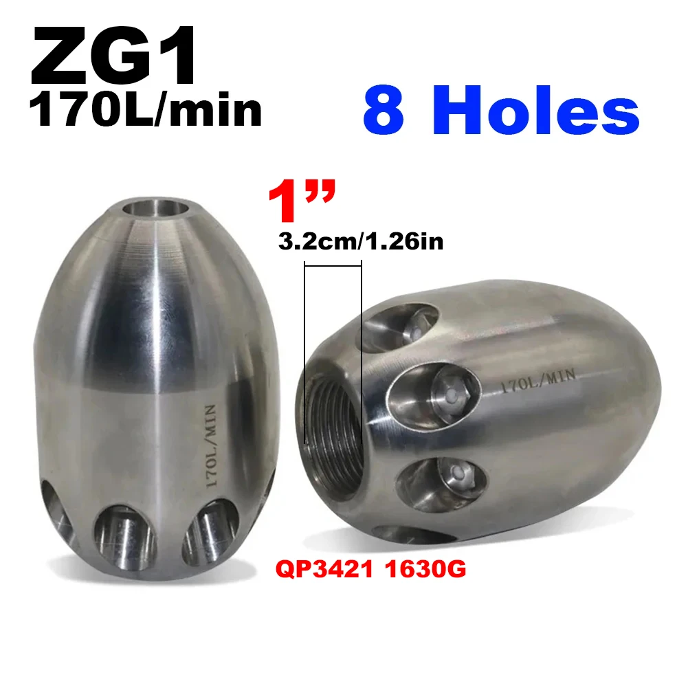 

ZG1 внутренняя резьба, дноуглубительная насадка высокого давления, машина для очистки, дноуглубительная насадка 170 л/мин, передняя, 1 отверстие, задняя, 6, 7, 8 отверстий