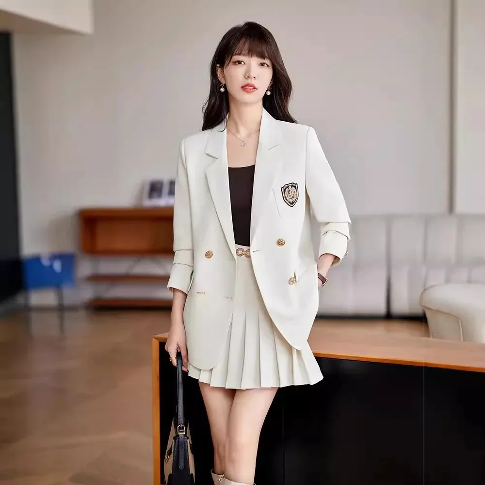 Feelpreppy 2023 New Spring Autumn Fashionable High-end Women's Suit Jacket 2-piece Western Style Ensemble Elegant Plaid Skirt