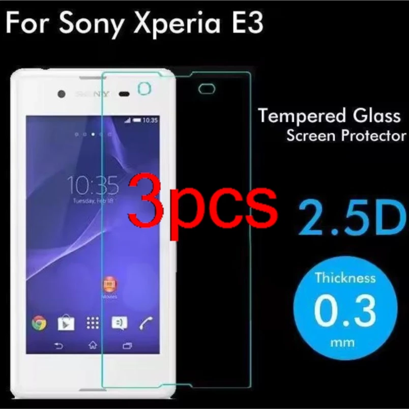 

3PCS Clear HD Tempered Glass On For Sony Xperia E3 D2202 D2203 D2206 Dual D2212 Screen Protector Protective Film Guard