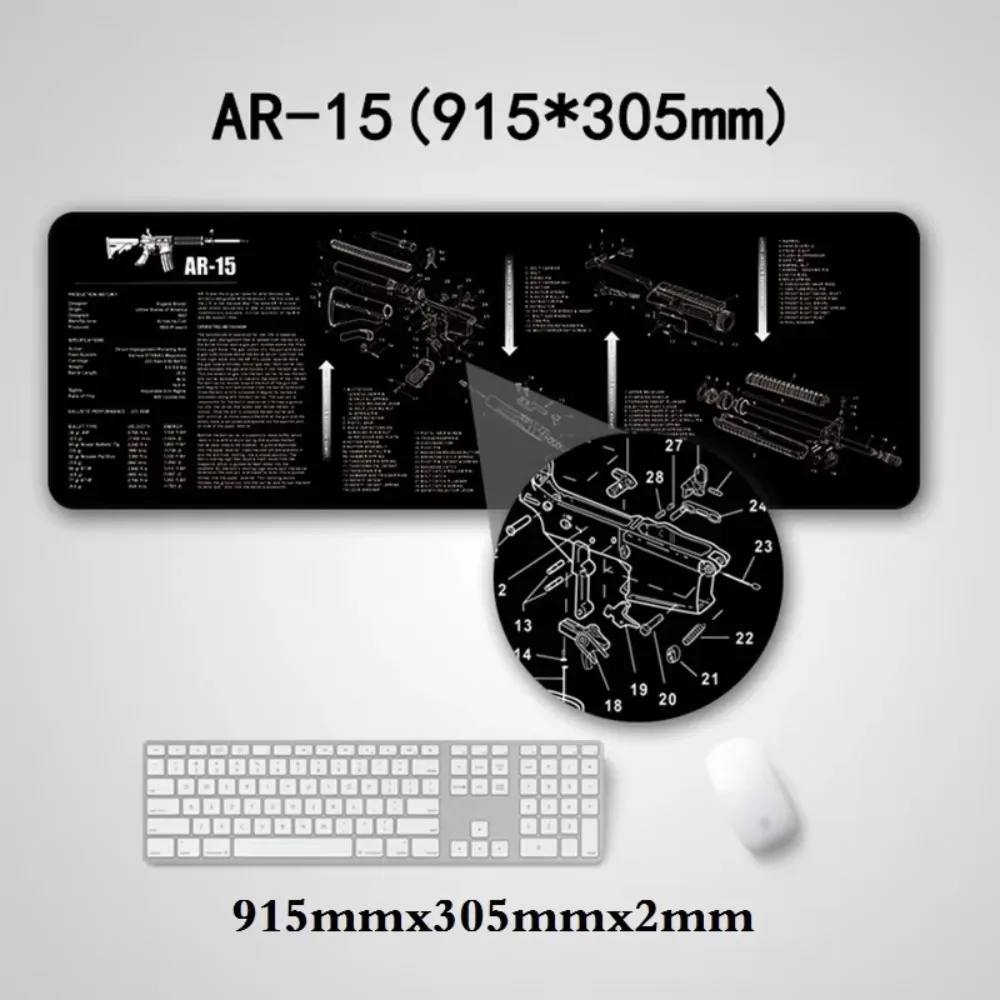 Gun Cleaning Mat with Parts Diagram and Instructions Armorers Bench Mat Mouse Pad Repair Build Tool for Glock M9 1911 AR15 AK47