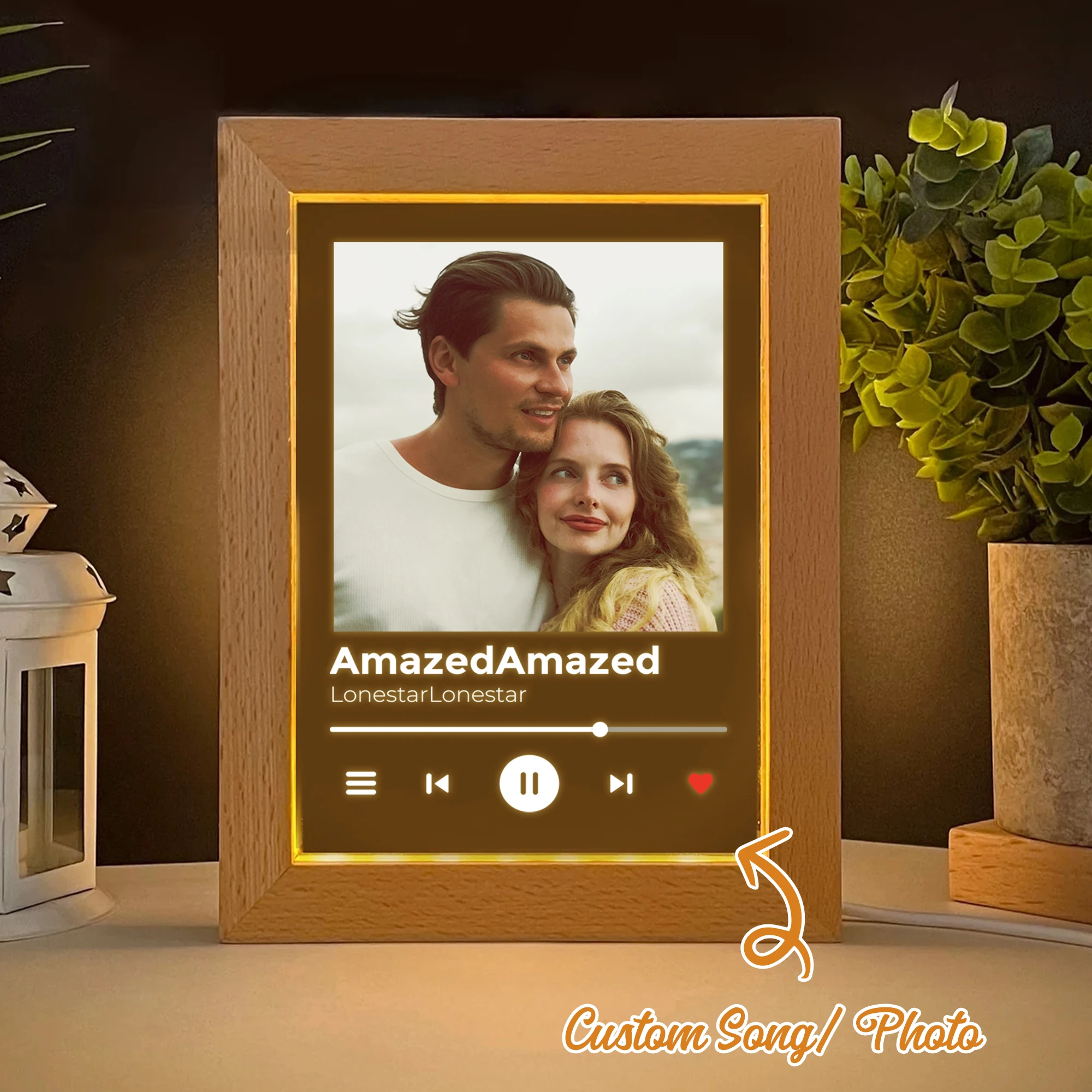 

Couple Custom Name LED Night View Photo Frame Personalized Gift Family Living Room Bedroom Dining Room Home Decoration