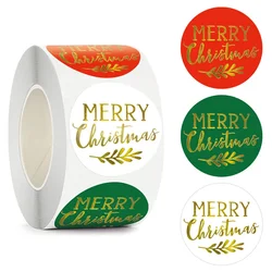 Gold Foil Merry Christmas Stickers, 1.5 inch Red/green/white Christmas Gift Decorative Envelope Seal Labels Party Decor Stickers