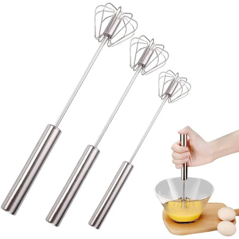 

2025 New Stainless Steel Hand-Push Whisk: Semi-Automatic Rotary Blender for Kitchen Cooking, Eggs & Milk