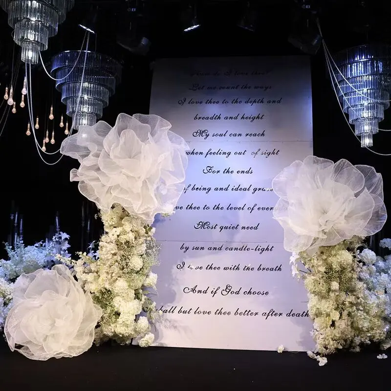 Riesige Organza-Blumen als Hochzeitshintergrund-Dekoration, Künstliche Gaze-Blumen für Geburtstagsfeiern, Veranstaltungen, Bühnen- und Fensterdekoration – Detail 2