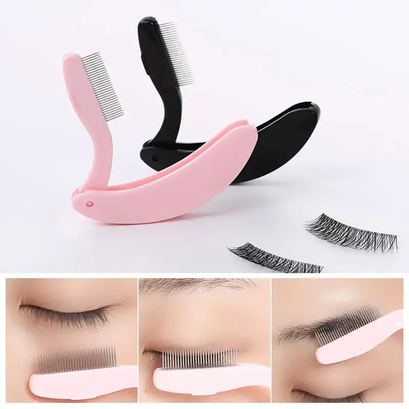 Peigne bigoudi de cils pliant portable, séparateur de cils, mascara, lifting, boucle, brosse en métal, mini EyebloggComb, outil de maquillage, 1PC