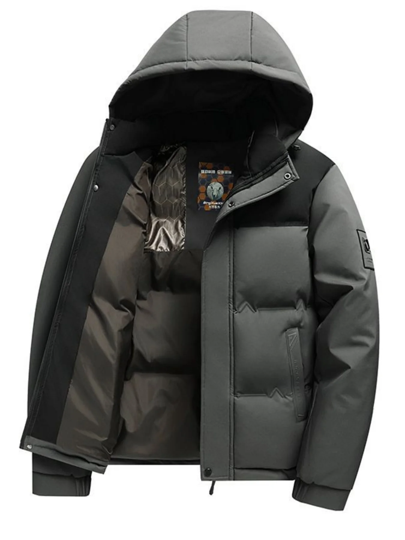 

Мужская зимняя утолщенная теплая повседневная уличная куртка с капюшоном на молнии, пальто в зрелом стиле для холодной погоды