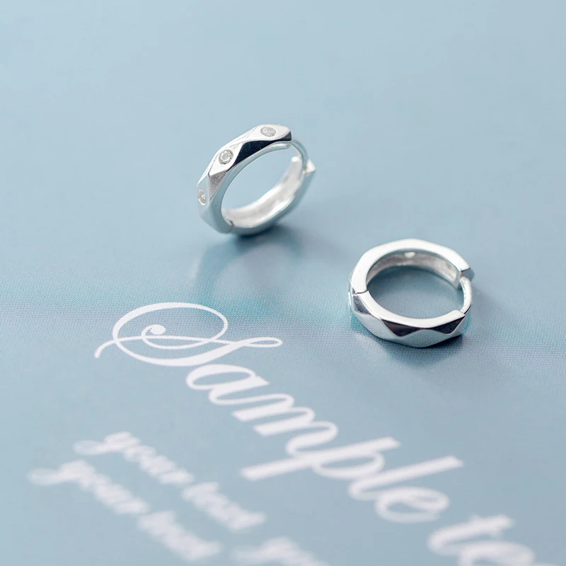 Modian Silver 925 Jewelry Minimalism Clear CZ Hoop Earrings for Women Sterling Silver 925 Anti-allergy Fine Jewelry Gifts