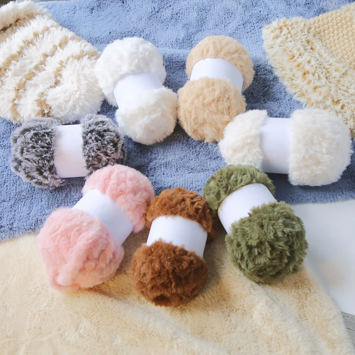 100% polyester100g wool fur yarn rabbit fur thread fur velvet mink-like wool crocheted bag scarf material