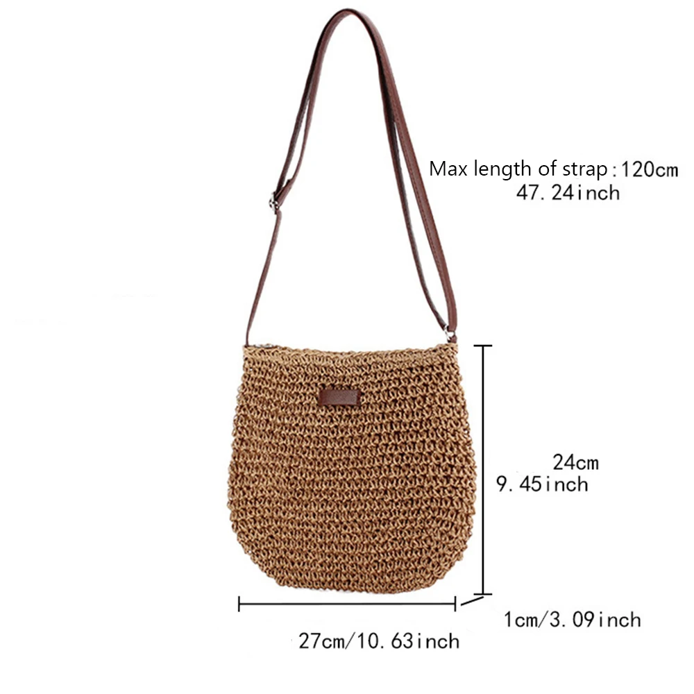 Summer Straw Crossbody Bag 2024 Ladies Beach Holiday Woven Totes Casual Bag Women Shoulder Handbags Messenger Purse Shopping Bag