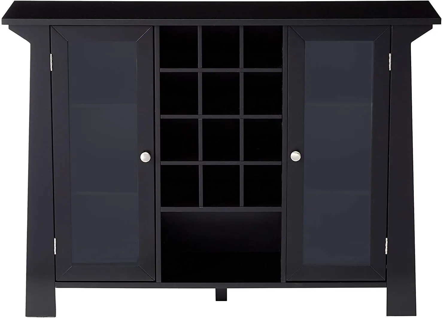 와인 보관함이 있는 마타누스카 우드 뷔페 바 캐비닛, 블랙