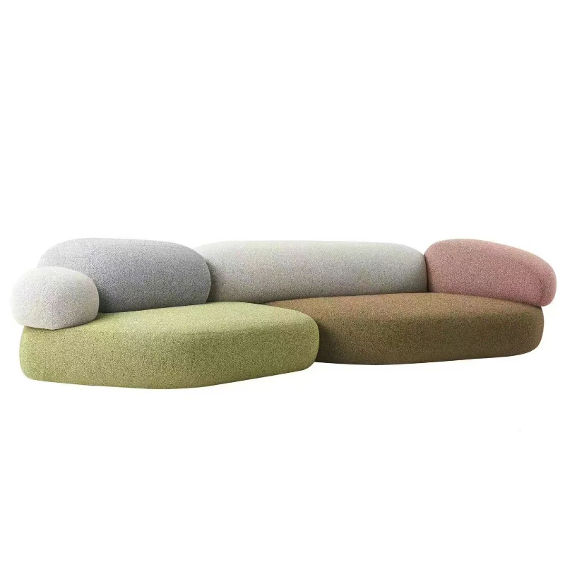 

Italian minimalist special-shaped creative living room cream style sofa Internet celebrity module combination fabric pebble sofa