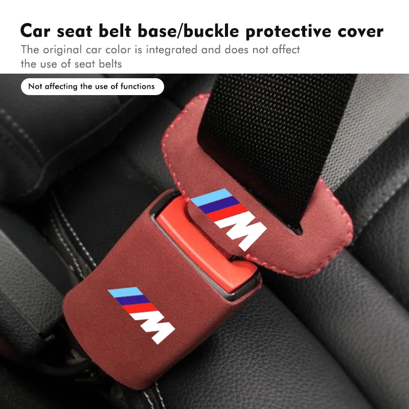 2pcs Suede Car Seat Belt Buckle Protector Clip Anti-scratch Cover For BMW X1 X2 X3 X4 X5 X6 X7 G20 G30 6GT E46 E90 E60 F10 E39