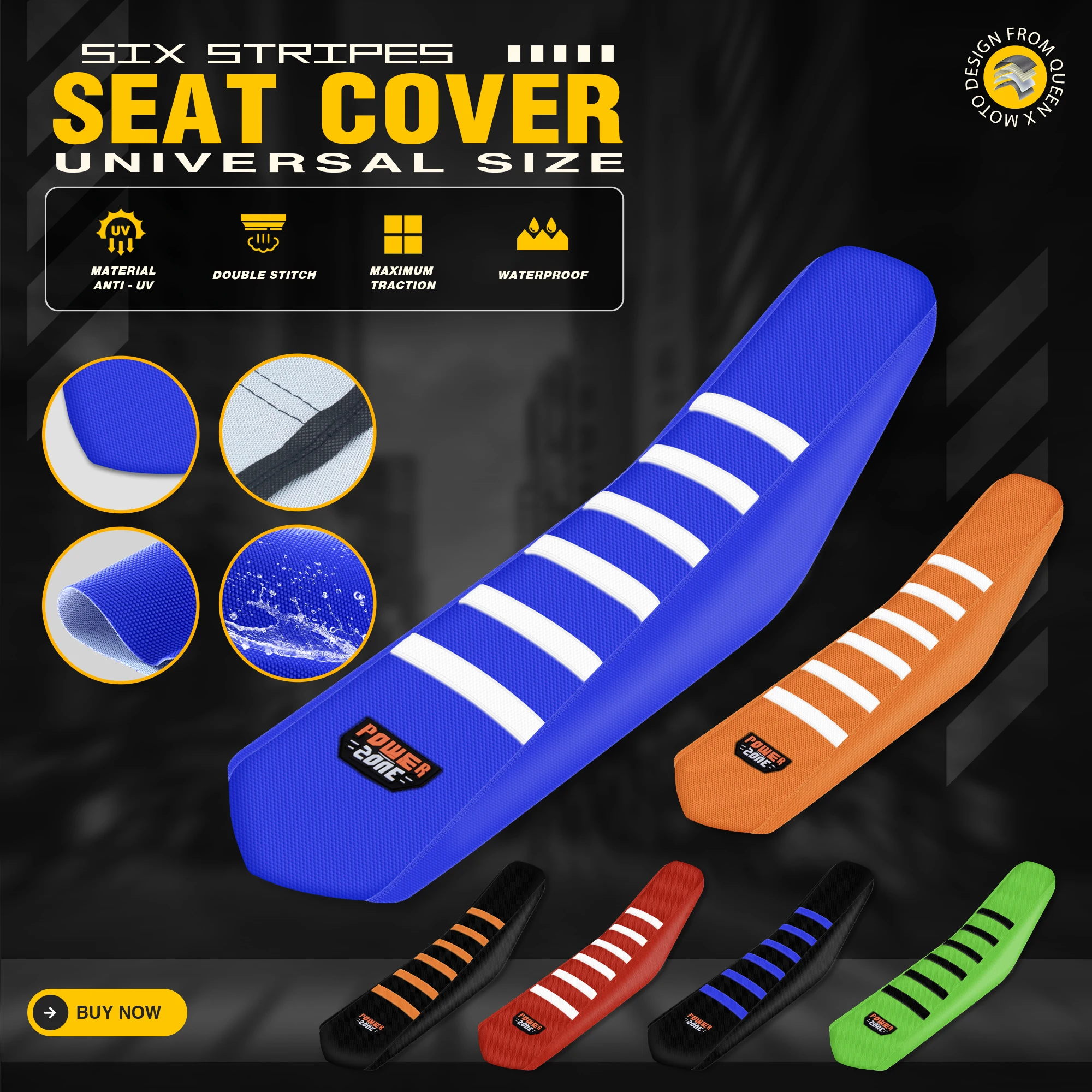 

Queen X Universal Ribbed Motorcycle Seat Cover For SX YZF TC CRF Dirt Pit Bike Waterproof Non-slip Seat Cushions
