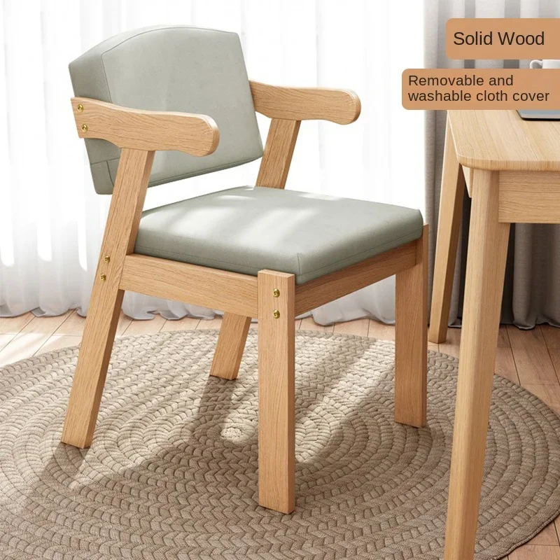 Solid wood chair home desk chair learning Nordic restaurant simple modern minimalist baby dining chair with armrests