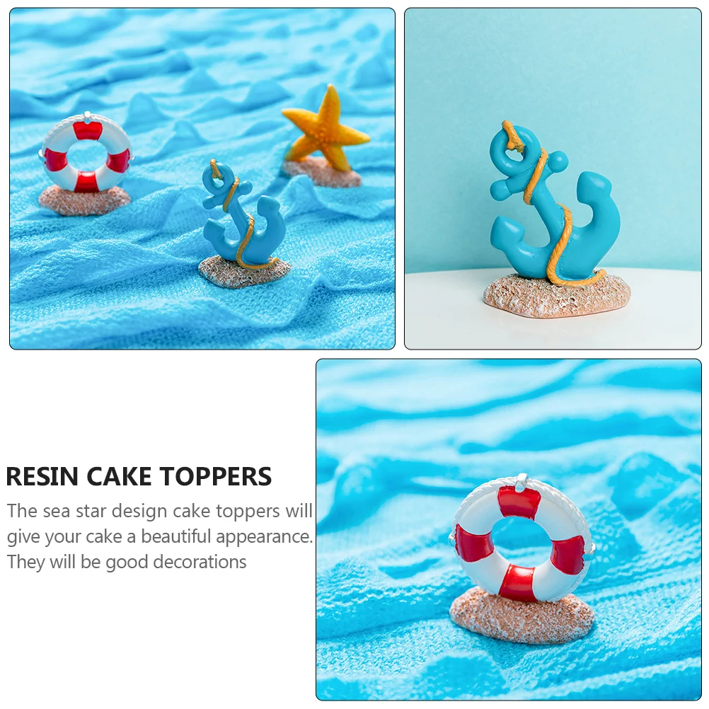 

3Pcs Sea Star Resin Cake Toppers Birthday Party Ocean Theme Cake Ornaments Reusable Decoration Sea Star Ornament