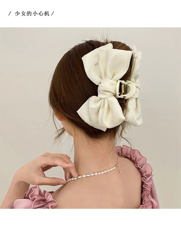 Bow Hair Claws Clip Large Shark Claw Hair Clips Solid Bowknot Hairpin Barrettes for Ponytail Women Hair Accessories Headbands