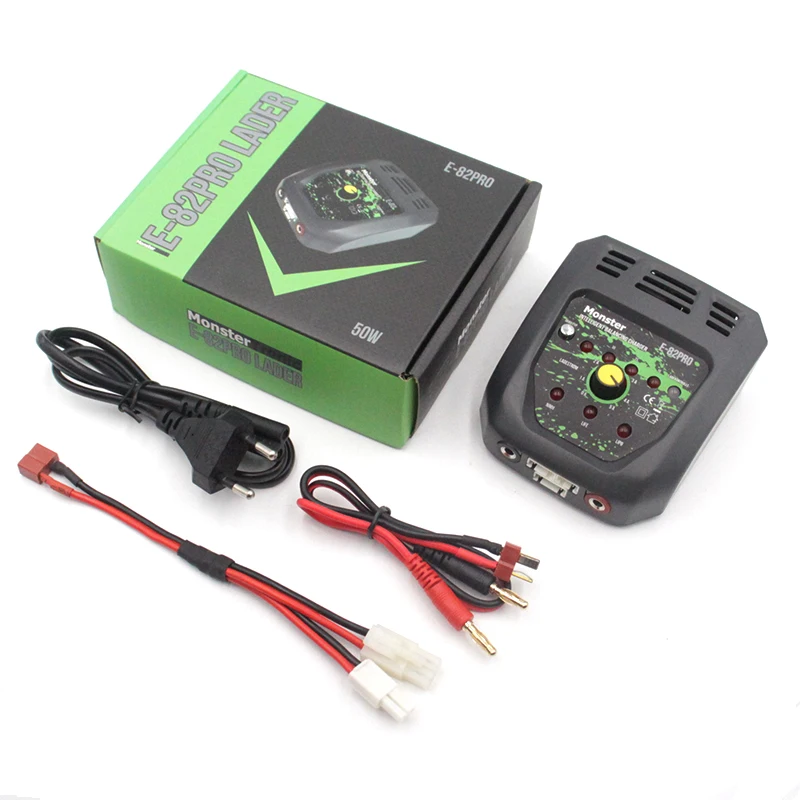 Monster E-82PRO 2-4S Lipo AC110-240V 50W 0.1-5A Adjustable Current Li-po NiMH Li-Fe Battery Smart Balance Charger for RC Drones