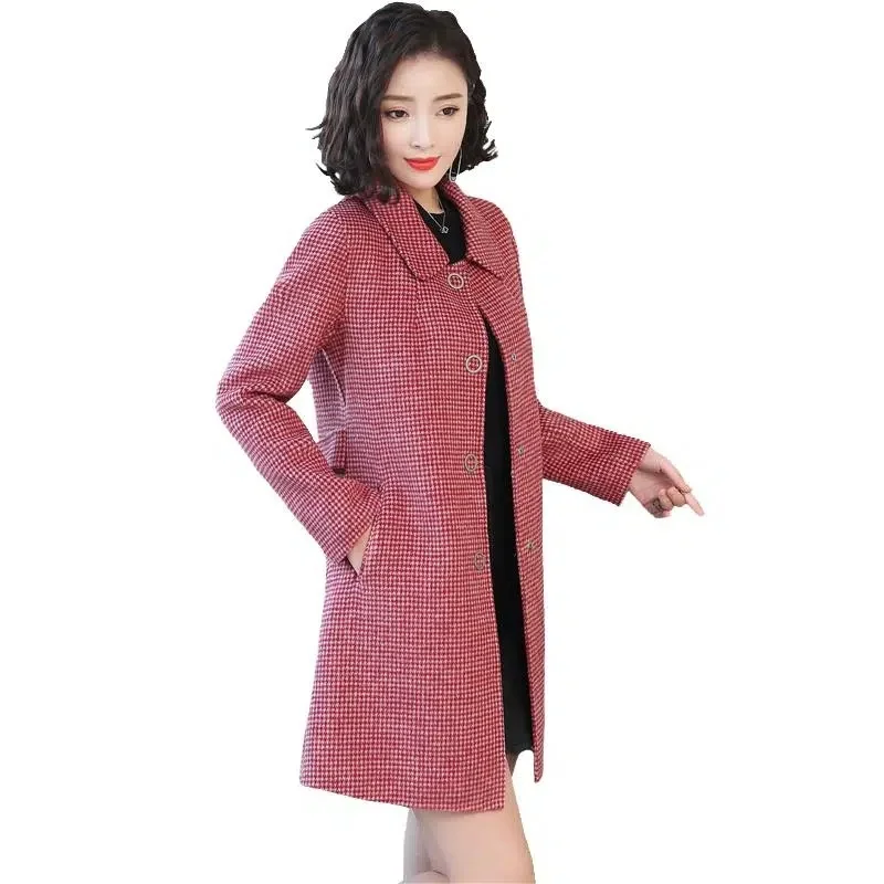 

New Women Woolen Coats Overcoat Female Turn-down Collar Casual Medium Length Wool & Blends Female Autumn Winter Wool Jackets