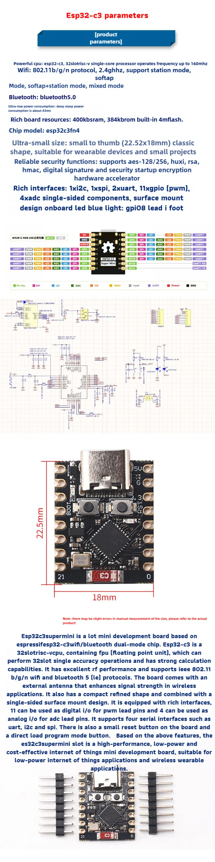 ESP32 S3 C3 SuperMini Entwicklungsboard WiFi Bluetooth ESP32-S3 ESP32-C3 Mini-Modul für Arduino IoT ESP32 SuperMini – Detail 3