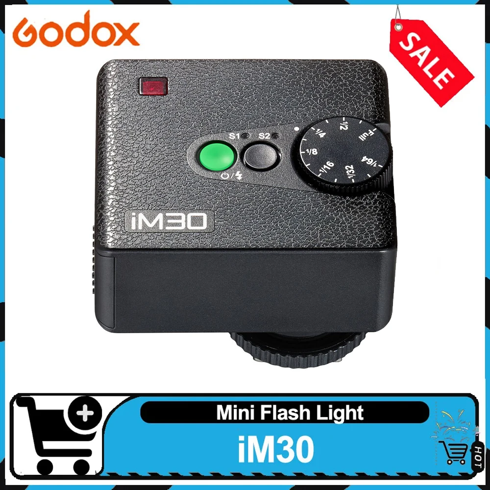 Godox iM30 GN15 6500K Shoe-Mounted Flash 7 Output Levels Manual Mini Flash for Various Camera Models