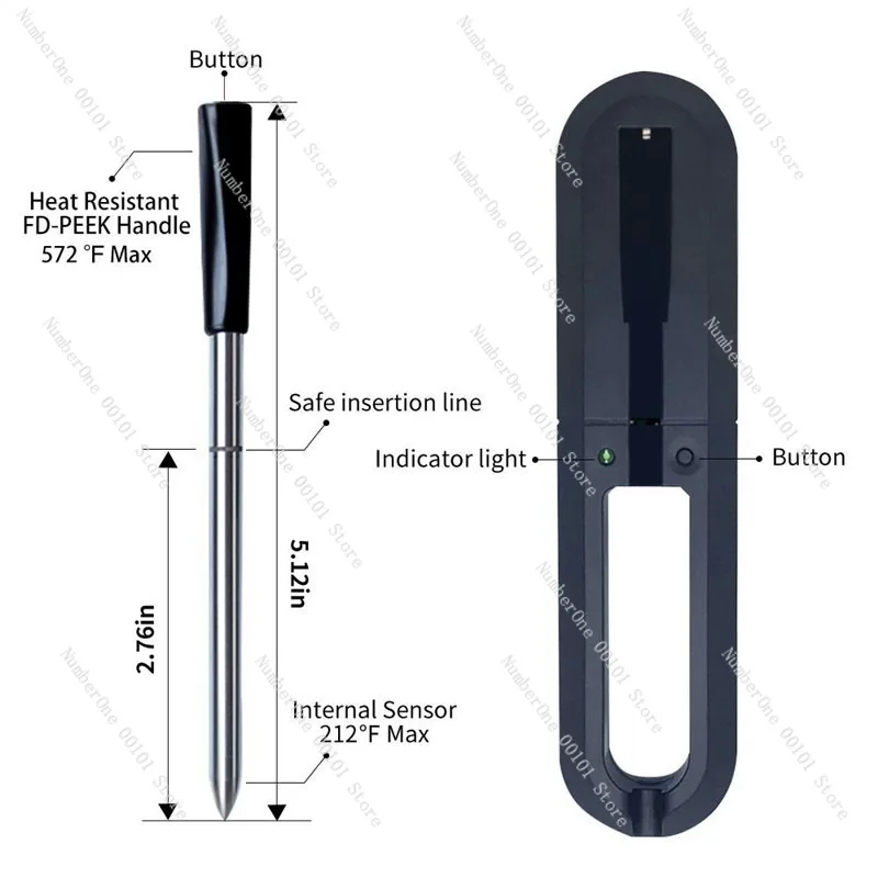 Bluetooth Thermometer For Mobile App Smart Wireless BBQ Steak Food Temperature Probe For Oven Kitchen Cooking