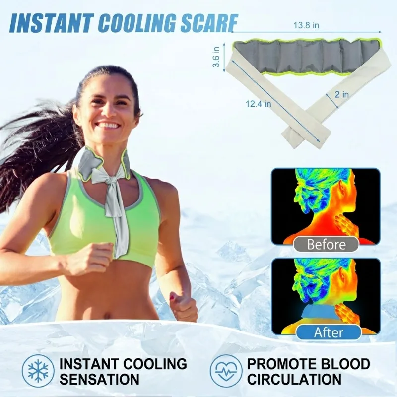 Multi-use Reusable Gel Ice Cooling Wrap Segmented Leak-proof Packs Adjustable Tie Neck Wrist Forehead Cold Therapy Home Sports Use cooling mat