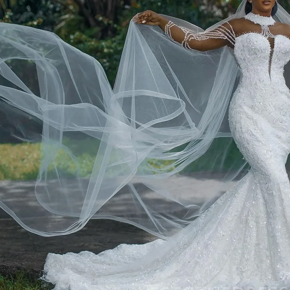 カスタムレースマーメイドウェディングドレス,ビーズ,ブライダルガウン,セクシーなアップリケ