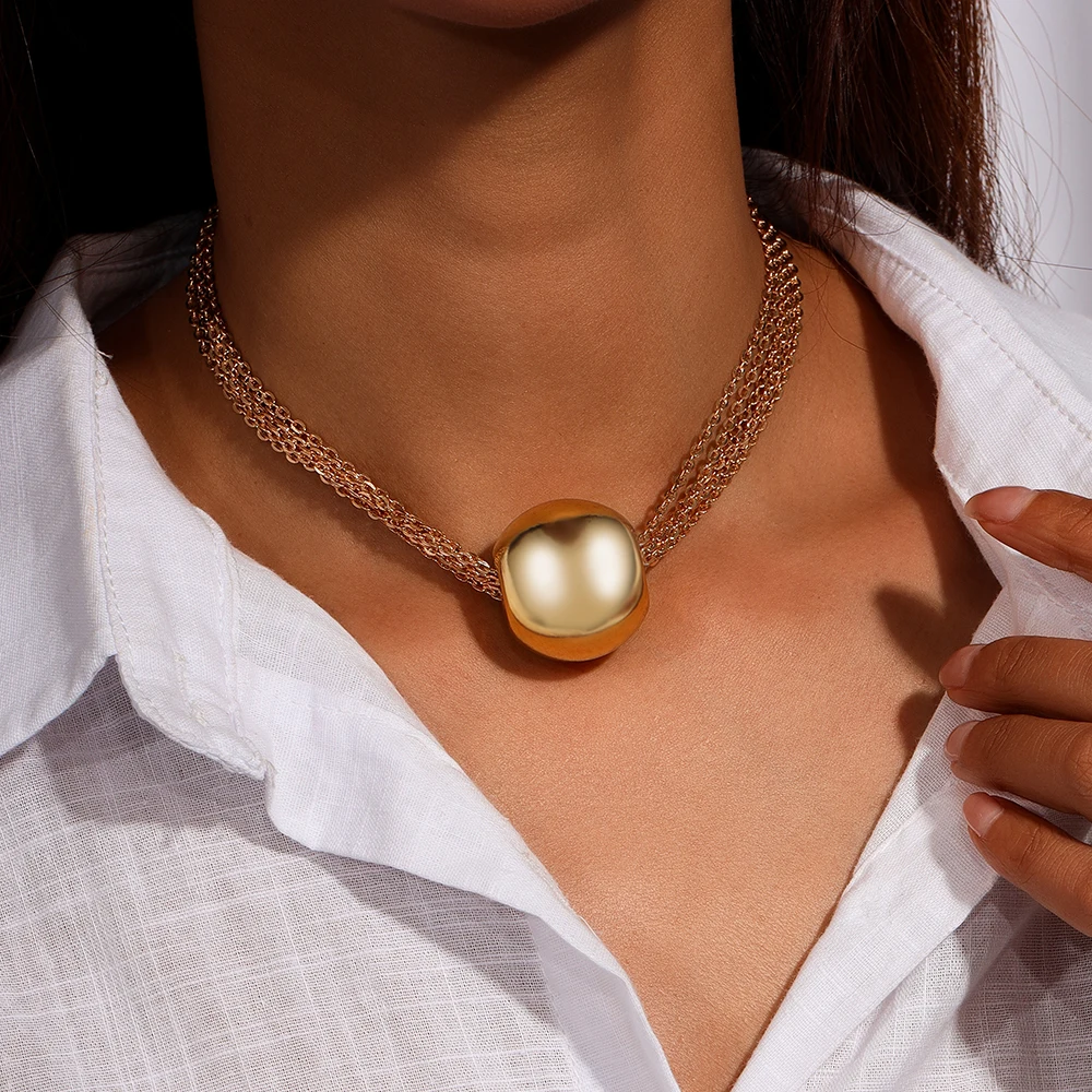 Aihua Große mehrschichtige stapelbare Perlen-Halskette, klobige Kette, Perlen-Halsreifen für Damen, modisch, Nacht, Party, Schmuck, Geschenke – Detail 7