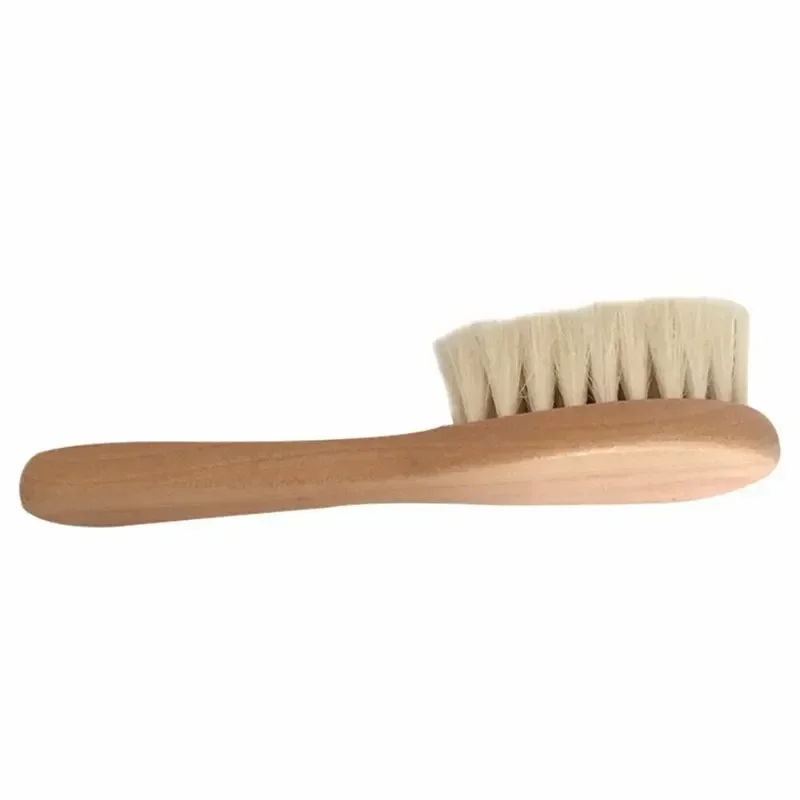 2pcs Baby Natural Wool Wooden Brush Comb Set Newborn Hairbrush Head Massager Bath Brush Kids Comb Birth Baptism Baby Shower Gift