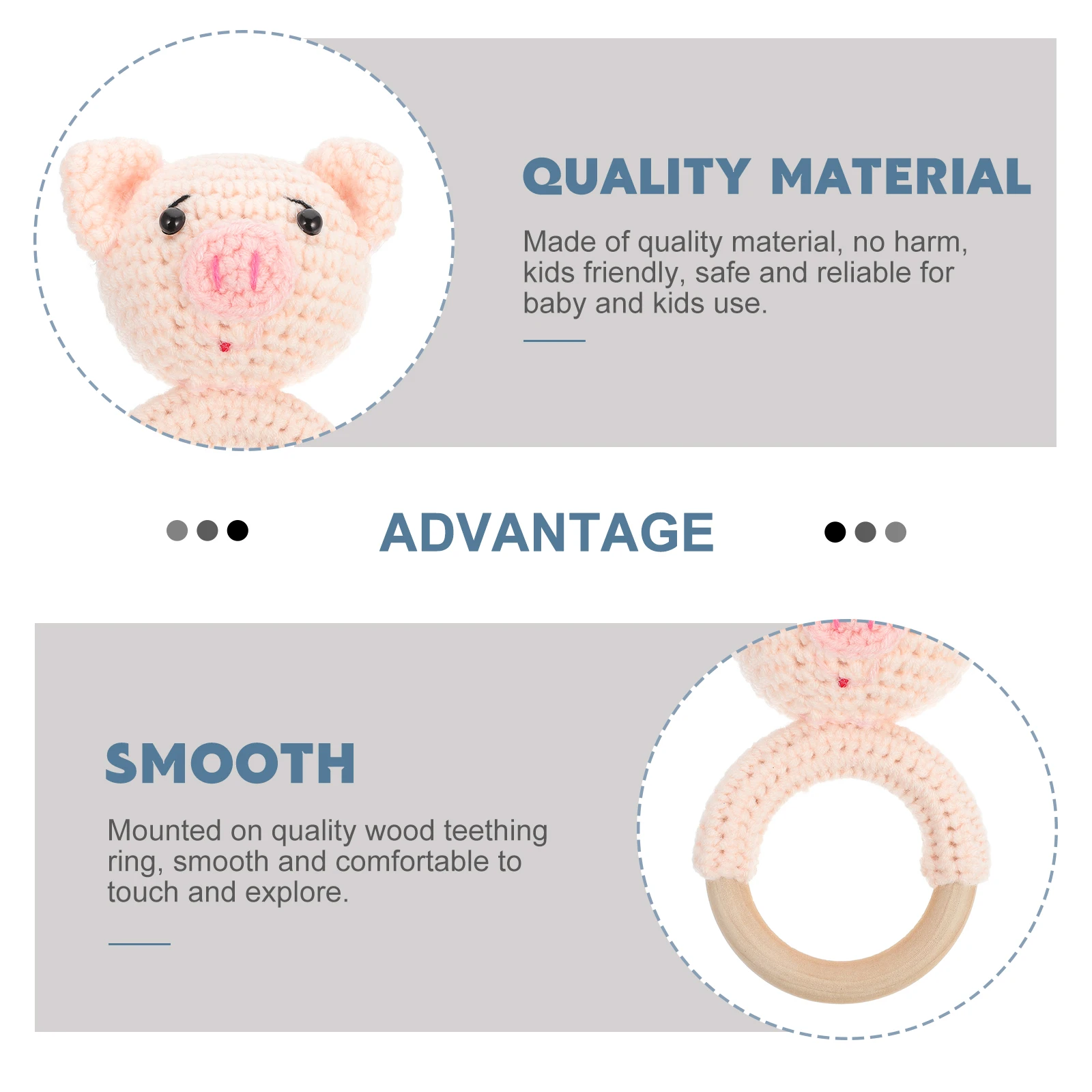 Ring Baby Hand Rattle Crochet Shaker Sleep Aid For Newborns Small Pig Design Grasp Shake Sensory Rattle Shaker