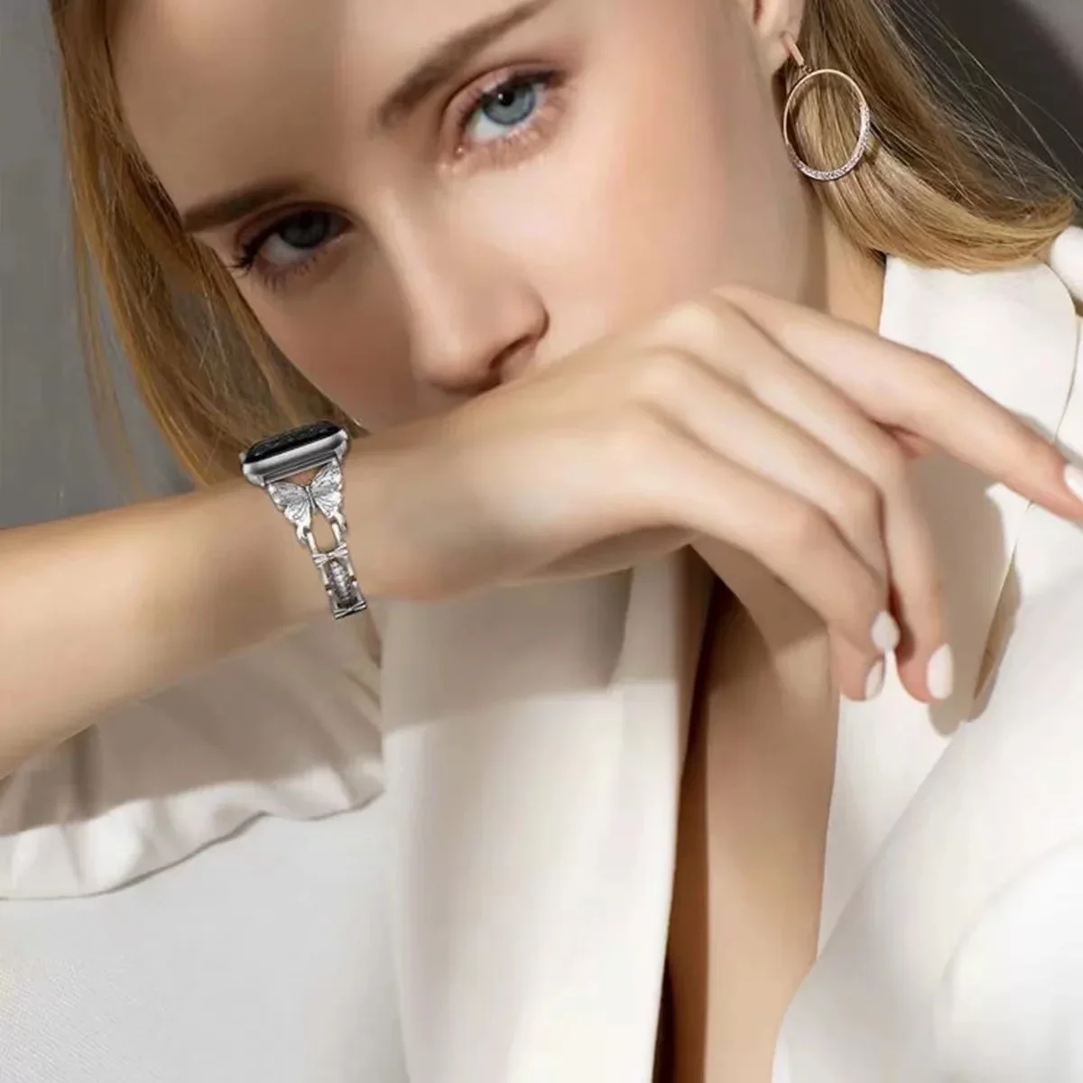 メタルバタフライスタイルストラップ Apple Watch 49mm 45mm 41mm ステンレスブレスレット iWatch Ultra 10 9 8 7 6 5 4 SE 46mm 44mm 42mm 40mm対応