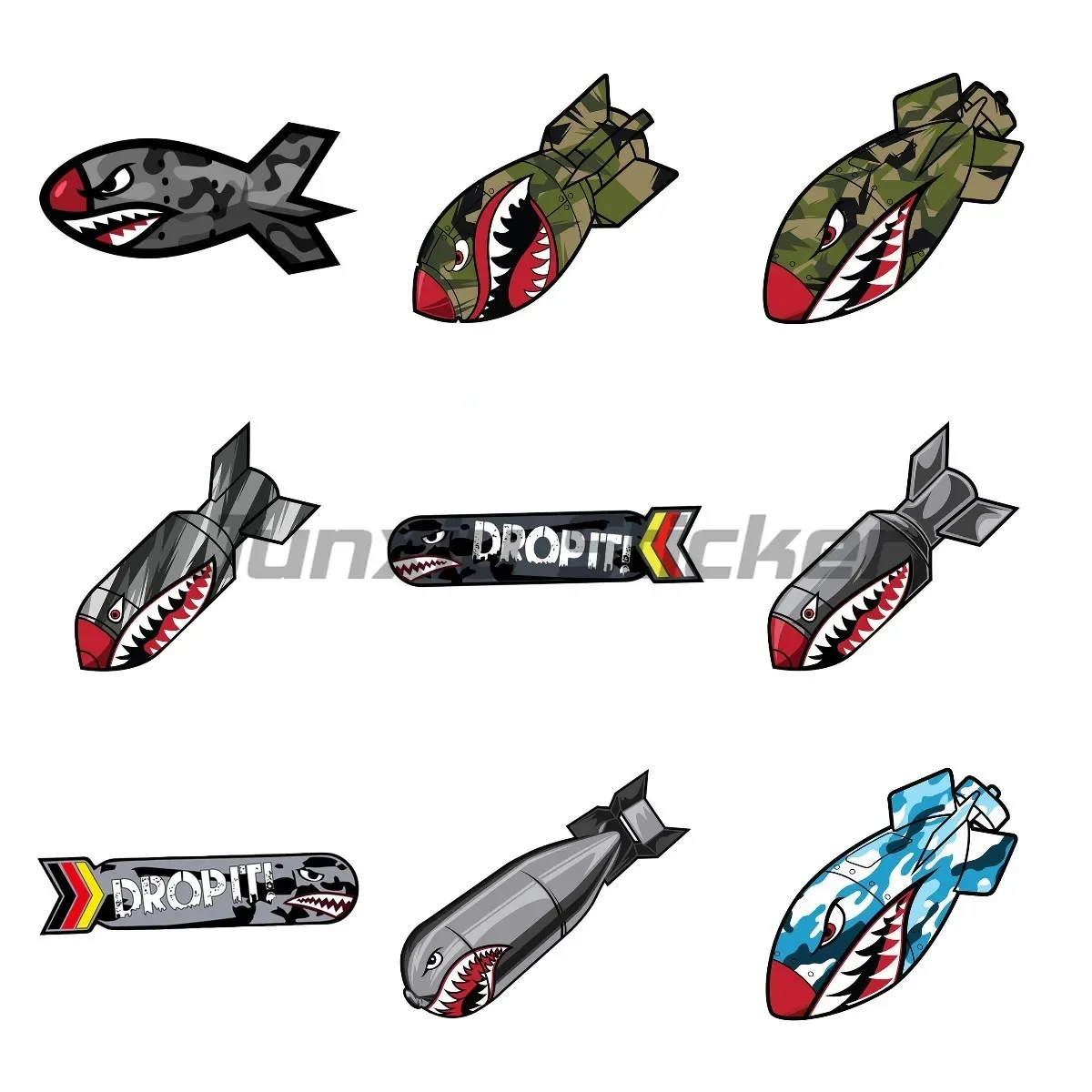 

Flying Tiger fish Mouth Decals Vinyl Car Stickers Laptop Waterproof Bumper Funny Decoration Decal