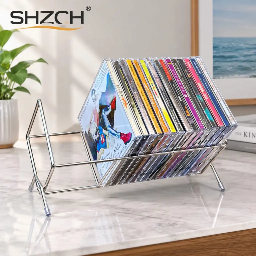 Retro Iron Wall Display Stand for CDs, PS5 Games Vinyl Records Space Saving Album Storage Shelf Black Holder
