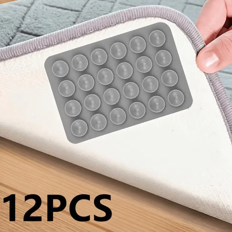12-Pack Reusable Carpet Non-Slip Pads Easy-to-Install Grippers Prevent Slipping Curling Shifting for Kitchen Living Room Bedroom