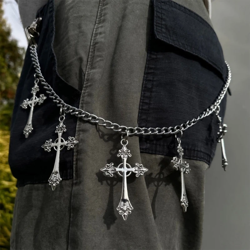 

Big Cross Pendant Pant Chain Single Layer Keychain Waist Key Chain Wallet Jeans Hip-hop Pants Belt for Men Women Jewelry