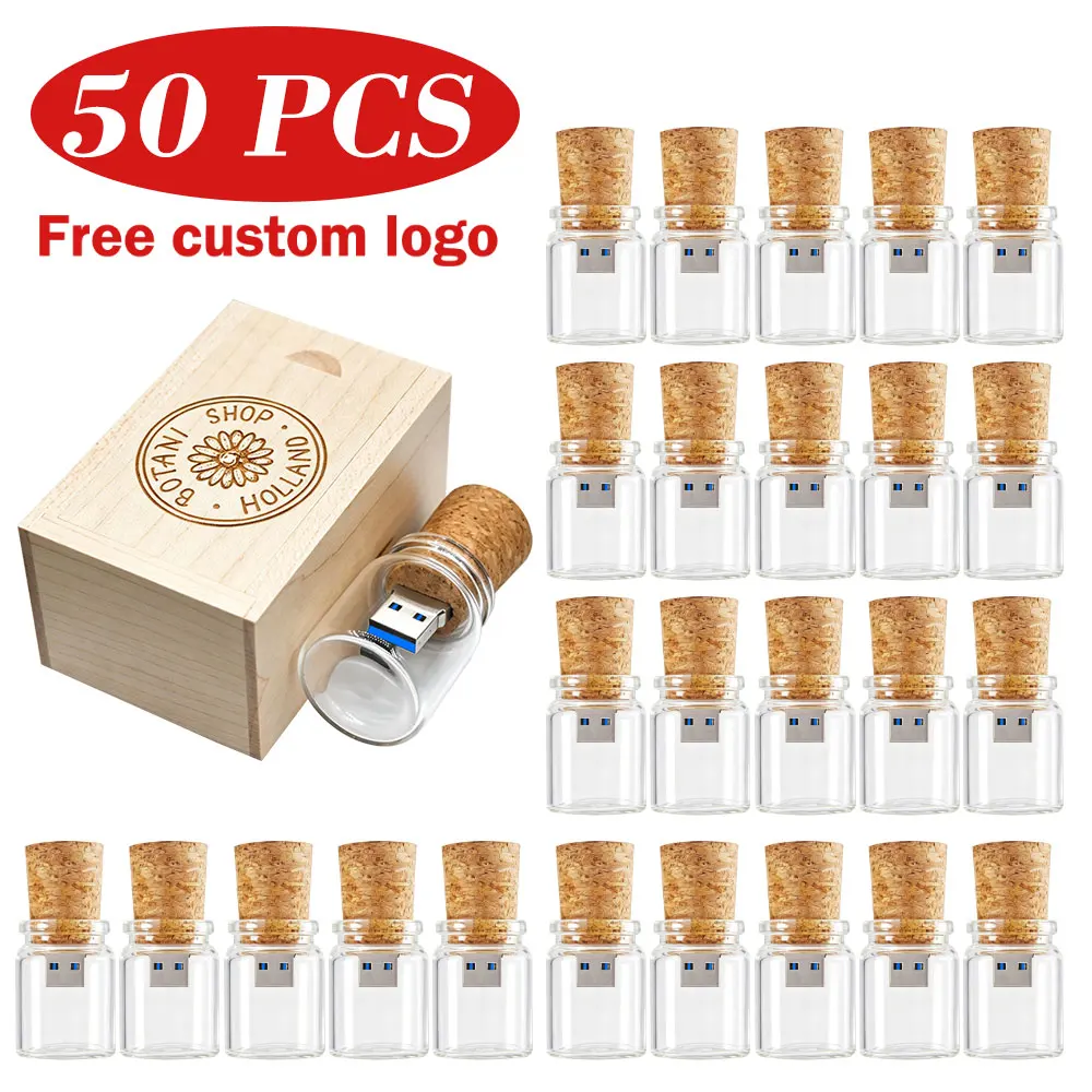 50PCS LOT USB 3.0 Flash Drives 128GB Free Custom Logo Pen Drive 64GB Maple Wood Pretty Box Memory Stick 32GB Bottle USB Stick