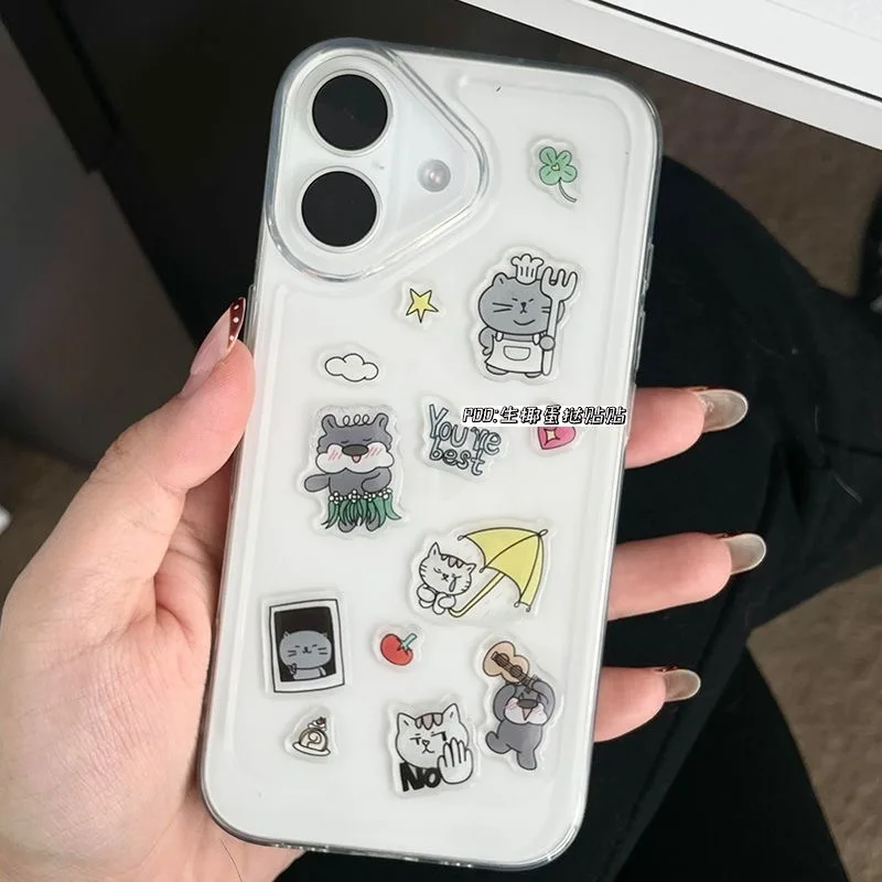 

4 шт. для iphone 17 Pro Max Cat Mouse, ценный внешний вид, простая желейная наклейка, чехол для телефона, задняя карта, сделай сам, наклейка, клей