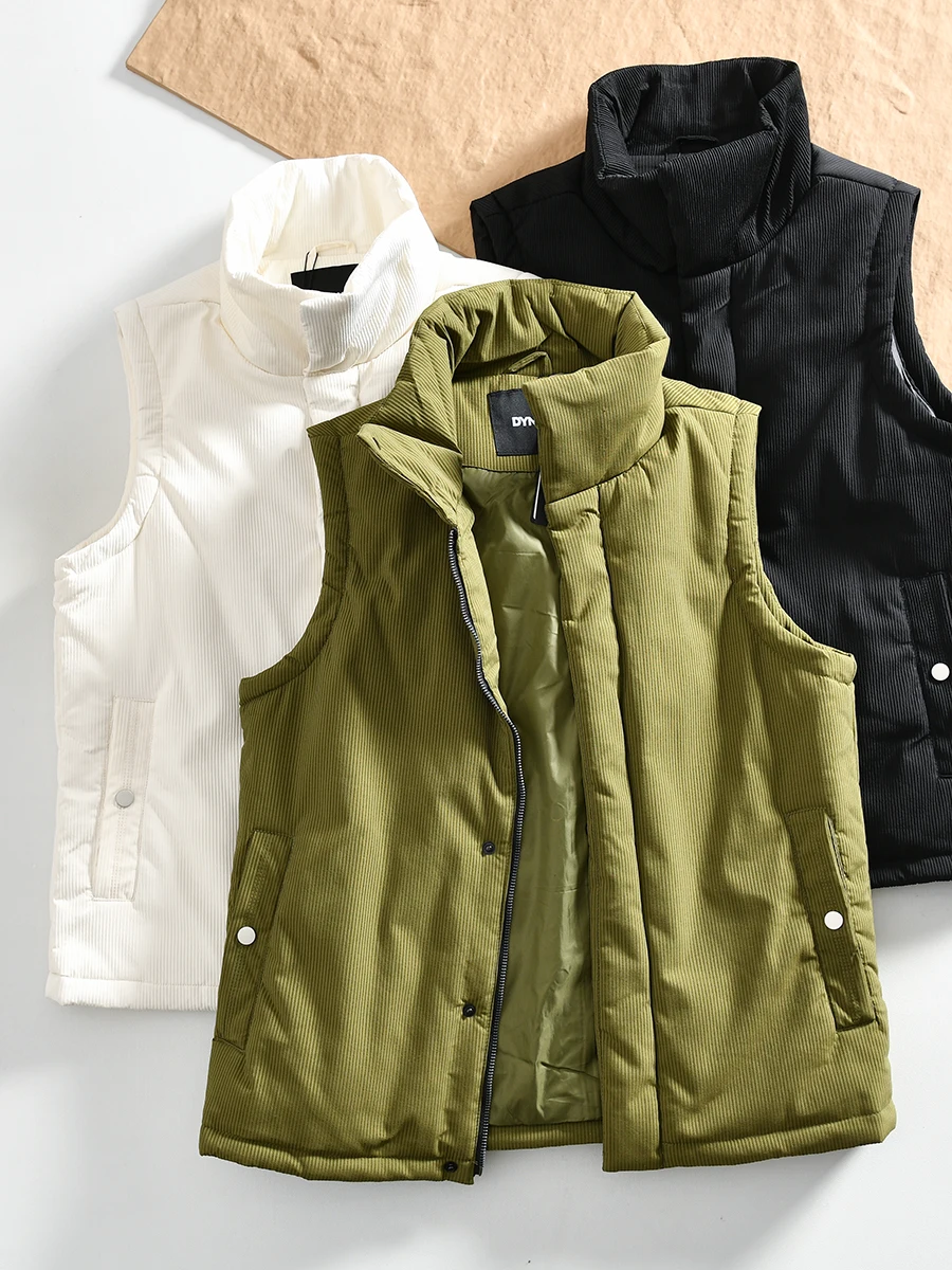 Warm Stylish Cotton Vest Jacket Stand Collar Youthful Versatile Autumn Winter Comfortable Fit Men's Fashion Basic  Color