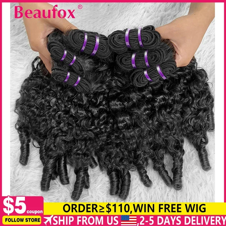 Beaufox Burmese Curly Bundles Human Hair Raw Virgin Curly Hair Bundles Water Wave Human Hair Bundle Spiral Curls Double Weft