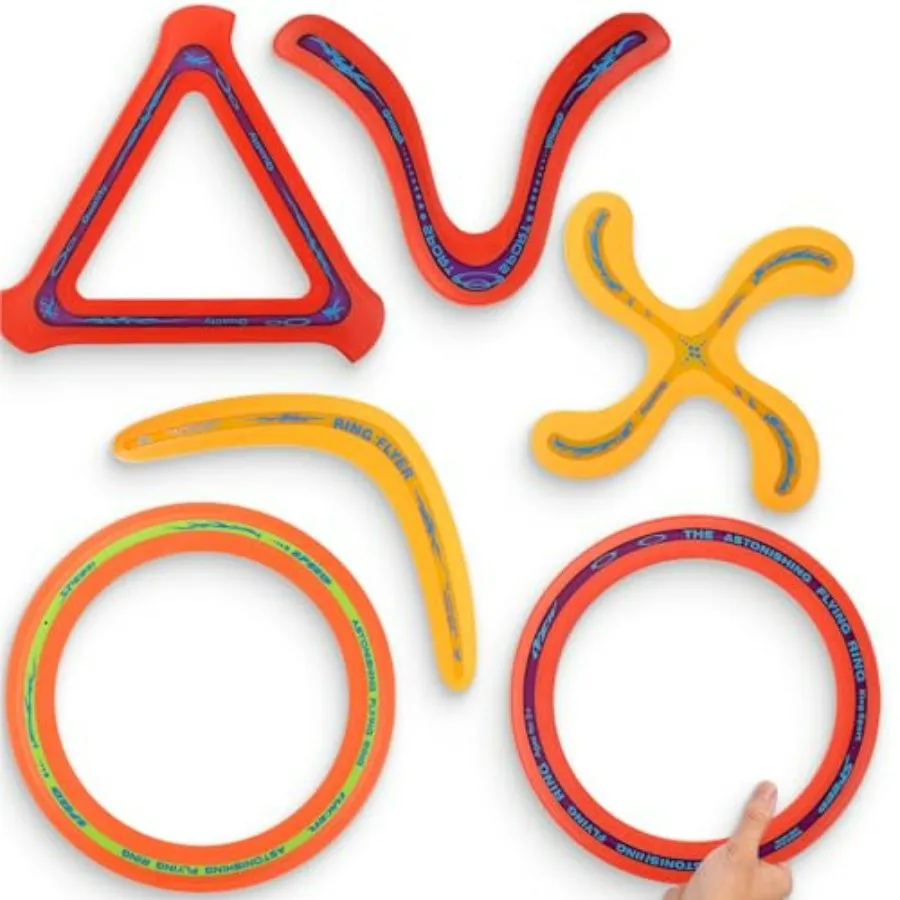 

6 PCS Flying Ring Combo Pack Sports Plastic Pro Discs, Rings and Boomerangs - Lightweight Sports Outdoor Games Toys for and Adu