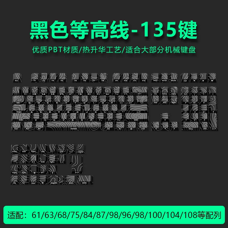 

Keycap Translucent contour keycap, original height five-sided thermal sublimation pbt material side engraved font Translucent